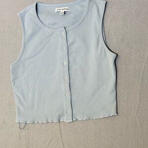 light blue button-up crop tank top Pretty Garbage Small Y2K